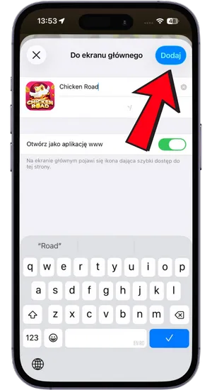 Dodaj Chicken Road do ekranu głównego iOS