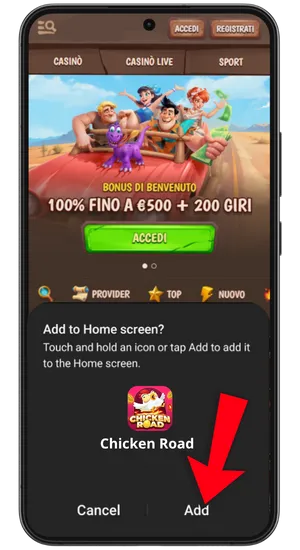 Collegamento download app Chicken Road