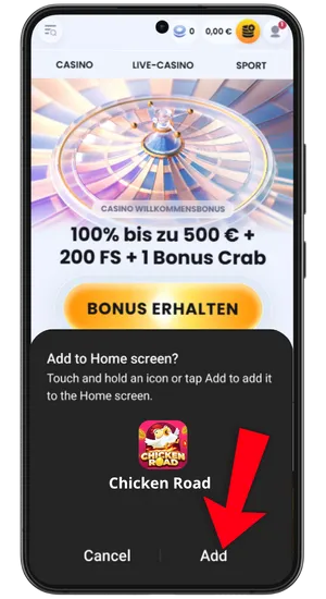 Chicken Road App Shortcut installieren