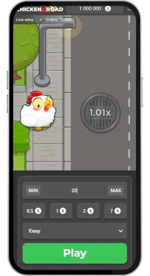 Chicken Road 2 Einsatzregler mit Einsatzbereich von 0,01 bis 200 €