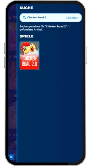 Casino-Spielothek mit Suchleiste, die Chicken Road 2 hervorhebt