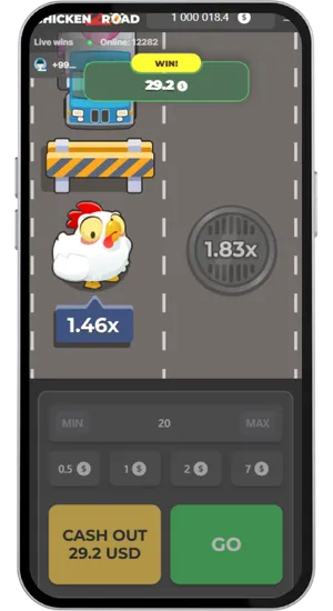 Chicken Road 2 Cashout-Ansicht mit Auszahlungsoptionen für Bank und Wallet